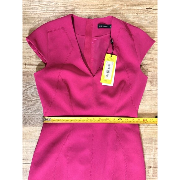 Karen Millen Dress Magenta Cap Sleeve Lined Sheath Size 8 NWT $339 - Picture 5 of 5